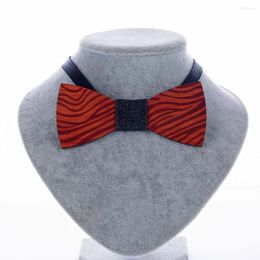 Bow Ties YISHLINE Wooden Tie Men's Striped Bowtie Wood Hollow Carved Cut Out Floral Design Fashion Novelty