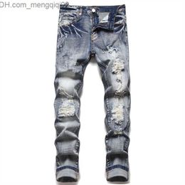Men's Jeans Jeans mens designer jeans for mens pants man white black rock revival jeans biker Pants man pant Broken hole embroidery Hip Hop Denim Z230711