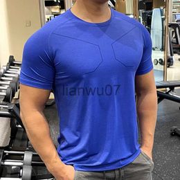 Men's T-Shirts New 2023 Summer Running Gym Men Shirt short Sleeve Tees elastic fit Sports training Fitness Quick dry Ice silk comfort T Shirt J230705