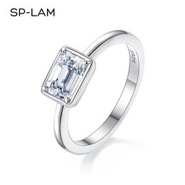 Stitch Classic Emerald Cut Moissanite Ring Eternity Sterling Sier 1 Ct Created Diamond Engagement Wedding Rings for Women