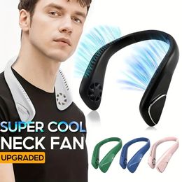 1pc Portable Neck Fan, 6000mAh Rechargeable Fan, Hands Free Bladeless Fan, Cooling Personal Fan,3 Speeds Adjustment Headphone Design, USB Powered Neck Fan