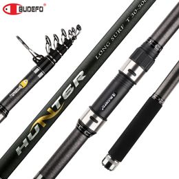 Boat Fishing Rods BUDEFO Telescopic SURF Spinning Fishing Rod 3.9/4.2/4.5/5.0/5.3/5.8m Carbon Carp Travel Rods 80-150g Throwing Surfcasting Pole 230704
