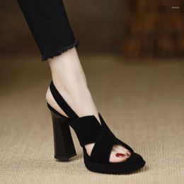 Strap Heels Women High Sandals Cross Summer Black Hook Party Shoes Woman Fashion Buckle Platform 748 633