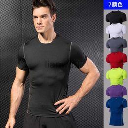 Men's T-Shirts Summer Quick Dry Compression Men's Short Sleeve TShirts Running Shirt Fitness Tight Soccer Jersey Gym Training Sports Tshirt J230705