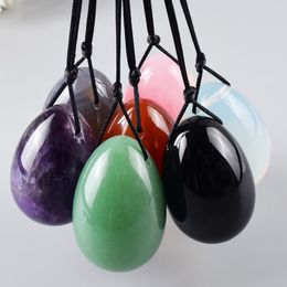 Big Yoni Egg Real Natural Stone Healing Jade Crystal Egg Drill 45*30 MM Mineral Ball Kegel Massage Pelvic Floor Muscle Vaginal Health Women Gift