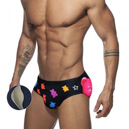 Men's Swimwear Cute bear candy printed men's Swim briefs European and American fashion bikini with push pad summer beach spring quick dry 230705