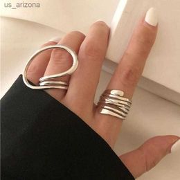 2pcs Geometric Adjustable Rings Set for Women Korean Style Fashion Couple Ring Party Gifts Bridal Jewellery Accessories Wholesale L230620