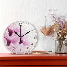 Wall Clocks Table Clock Large Roman Numeral Acrylic Sticker Fashion Floral Print Quartz Watch Home Decoration Living Room