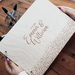 Other Event Party Supplies Personalised Wedding Guestbook Custom Wood Guest Book Engagement Anniversary Gift Wedding Sign Book 230704