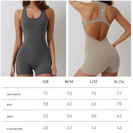 LL-995 Womens Jumpsuits Aerial Yoga Outfits Sleeveless Close-fitting Dance Jumpsuit Short Pants Fast Dry Breathable