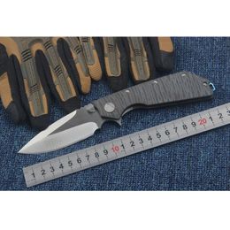 D2 Steel Blade Folding Knife Stone Washing Titanium Handle Outdoor Pocket Rescue Camping Hunting Self-Defense Survival Tool Edc 299