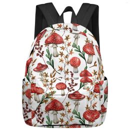 Backpack Mushroom Berry Leaves Feminina Backpacks Teenagers Student School Bags Laptop Custom Men Women Female Travel Mochila