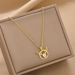 Pendant Necklaces 2023 Antler Stainless Steel Necklace Women's Simple Trendy Animal Aesthetic Luxury All-match Chain Jewelry Wholesale