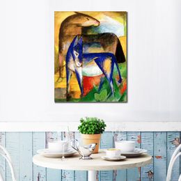 Abstract Animal Art on Canvas Two Blue Donkeys Franz Marc Handmade Oil Painting Modern Decor
