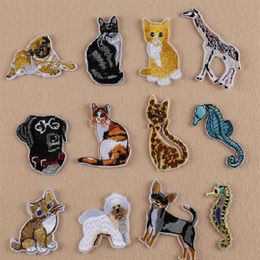 Iron On Patches DIY Embroidered Patch sticker For Clothing clothes Fabric Badges Sewing sea horse dog cat design243B