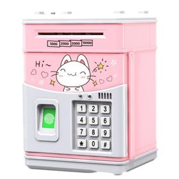 Electronic Piggy Bank MINI ATM Saving Box Password Simulated Fingerprint Money Bank for Cash Coins Auto Scroll Paper Kids Gift