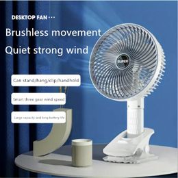 1pc USB Rechargeable Small Fan Wall-mounted Desktop Handheld Electric Fan Outdoor Home Dormitory Portable Clip Fan