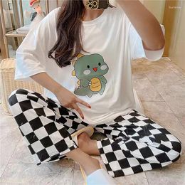 Women's Sleepwear Women Pyjamas Sets Summer Thin Carton Generation Long Suit Home Wear Cute Gift Student Pyjamas Set