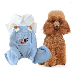 Dog Apparel Wearable Pet Jumpsuit Lapel Collar Decorative Patchwork Coffee Bread Pattern Cat