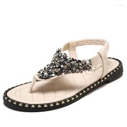 Sandals Plus Size Sexy Rhinestone Ladies Shoes Woman Slides Flip Flops Womens 2023 Summer Leather Girls