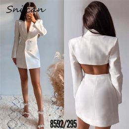 Women s Trench Coats White Hollow Out Waist Back Office Ladies Blazer Femme Autumn Spring Jacket Coat Women Sexy Bodycon Blanche Veste Chaqueta 230705