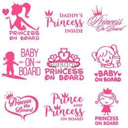 Car Stickers FD647 Princess On Board Warning Caution Car Sticker Baby Kids Girl Pink Funny Decal Vinyl 3D Car Styling Stickers And Decal x0705