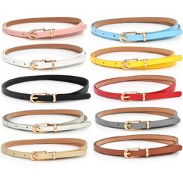 Fashion Women Belt PU Leather Thin Adjustable Waist Belt Skinny Waistbands Solid Colour Pants Jean Waist Strap Alloy Pin Buckle