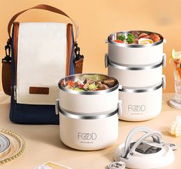 Lunch Boxes Warm lunch box Multilayer super long insulated lunch bucket Office Student stainless steel lunch box Microwave oven heating 230704