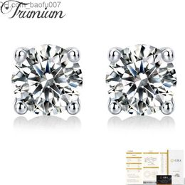 Charm Trumium Official 0.5 Carat D Colour Moist Sile Women's Earrings 100% S925 Sterling Silver Shiny Wedding Exquisite Jewellery Z230706