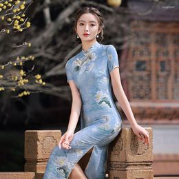 Ethnic Clothing 2023 Traditional Chinese Vintage Qipao Floral Split Cheongsam Dress Women Sexy Elegant Vestido Oriental