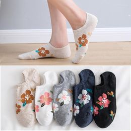 Women Socks 3 Pairs High Quality Ankle Cotton Invisible Shallow Mouth Casual Fashion Female Flower Pattern Low Cut Short Sock