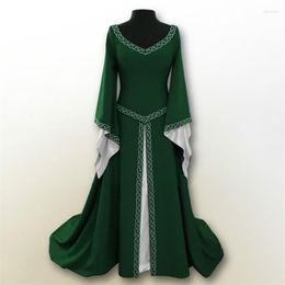 Casual Dresses Vintage Mediaeval Costume Dress Women Retro Renaissance Maxi Ankle Long Halloween Cosplay Corset Waist S-5XL