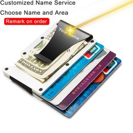 Customized Name Credit Bank Card Holder Anti-magnetic Wallet RFID Card Holder Aluminum Card Case RFID Blocking Money Clips Purse