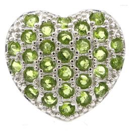 Cluster Rings 23x21mm Gorgeous 6.5g Heart Green Peridot Ladies Engagement Silver