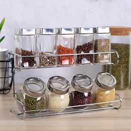 Kitchen Storage Organisation Kitchenware Glass Condiment Bottle Salt Tank Receiving Box Combination Set 230705