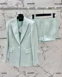 women designer blazer high quality lady suit Size S-L 2pcs Single button lapel long sleeved suit and hot diamond shorts July03