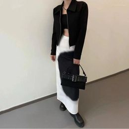 Skirts Chinese Style Long For Women Fashion 2023 Elegant Black White Y2k Streetwear Harajuku High Waist Aesthetic