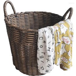 Storage Baskets 2023 Simulation Rattan Hamper Basket Nordic Home Waterproof El Weaving Plastic