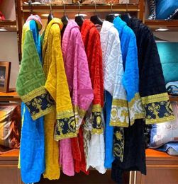 Men's Sleepwear Mens Womens Home Robes Shawl Collar Cotton Soft Fluffy Designer Brand Luxury Vintage Bathrobe Pajamas Unisex Lovers Dressing Gown Casual style thin