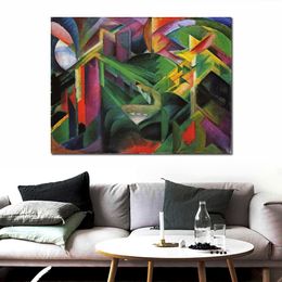 Abstract Landscape Oil Painting on Canvas Deer in A Monastery Garden Franz Marc Artwork Contemporary Wall Decor