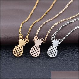 Pendant Necklaces Fashion Cute Hollow Pineapple Simple Fruit Shape Charm Gold Sier Rose Chains Choker For Women Jewellery Drop Deliver Dhzyh