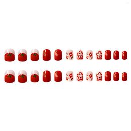 False Nails Tomato Starfishes Printed Fake Nail Full Cover Easily Apply For Women And Girl Salon