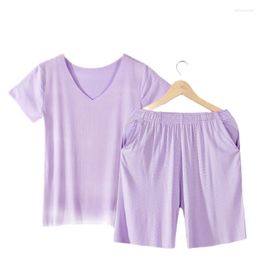 Women's Sleepwear Summer Pajamas For Women Cotton Short-sleeved Ladies Shorts Thin Student Loose Seamless Home Two-piece Pajama Set