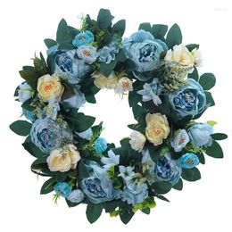 Decorative Flowers Wall Decoration Rattan Artificial Wreath Pendant Bedroom Rose Door Knocker Wedding