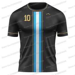 Outdoor T-Shirts Argentina Flag Black Gold DIY Football Shirt Custom Name Sports Neck Short Sleeve Jersey Fitness Running Hiking GYM Training Top 230704