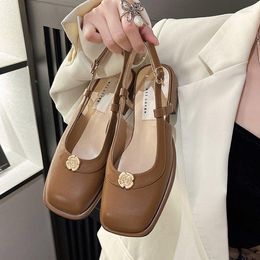 Dress Shoes Summer Women Sandals Temperament Thick High Heel Mary Jane Females Fashion Cosy Cute Retro Breathable Daily