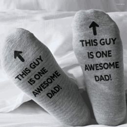 Women Socks Unisex Funny Letters Print Short Casual This Guy Is One Awesome Dad Combed Cotton Ribbed Hosiery Fathers Gifts #T1P
