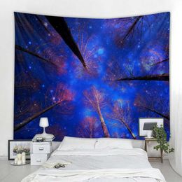 Tapestries Nordic style woods starry sky scenery decorative wall tapestry art deco blanket curtain hanging at home bedroom living room