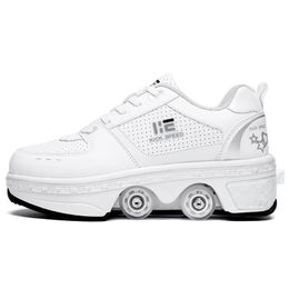 Sneakers Kids Deformation Roller Skates Shoes 4 Wheels Parkour Sport Roller Shoes Children Girls Boys Roller Skates Unisex Adult Sneakers 230705