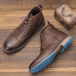 39-48 Men's ankle boots 2023 New leather boots Fashion comfortable handmade men's shoes